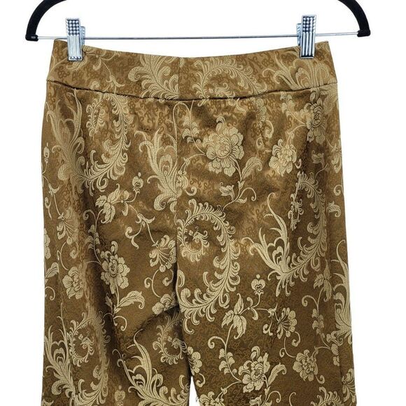 Vintage Lillie Rubin Brocade High-Rise Flare Pants 2 Bronze Paisley Retro 70s - Picture 6 of 11